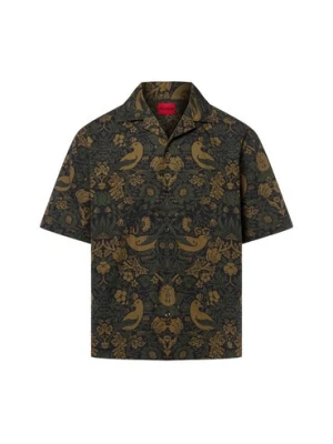 HUGO Męska koszula casual - Espino Mężczyźni Comfort Fit Bawełna zielony|czarny nadruk,