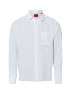 HUGO Męska koszula lniana - Ermano Mężczyźni Regular Fit len (100%) biały,