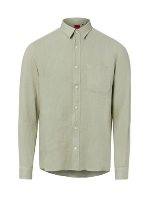 HUGO Męska koszula lniana - Ermano Mężczyźni Regular Fit len (100%) zielony,