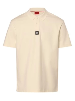 HUGO Męska koszulka polo - Deabono Mężczyźni Bawełna beżowy|biały jednolity,