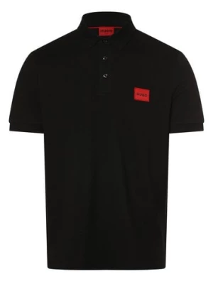 HUGO Męska koszulka polo - Dereso222 Mężczyźni Bawełna czarny jednolity,