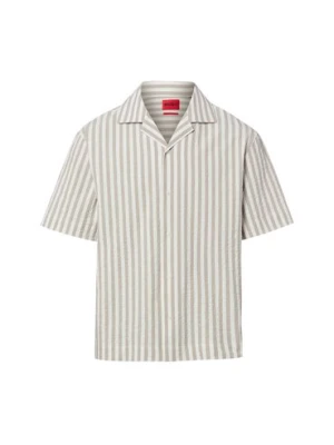 HUGO Męska koszulka z krótkim rękawem - Espino Mężczyźni Comfort Fit Bawełna brązowy w paski,