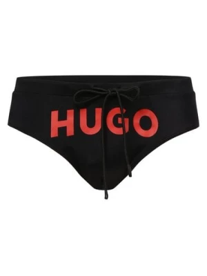 HUGO Męskie kąpielówki - Laguna Mężczyźni Sztuczne włókno czarny|czerwony nadruk,