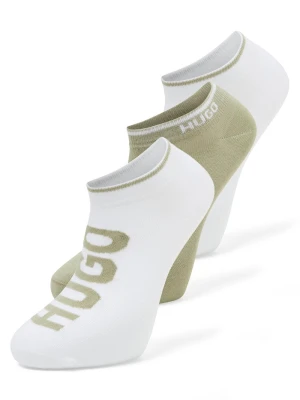HUGO Męskie skarpety do trampek w 3-paku Mężczyźni Bawełna biały|zielony,