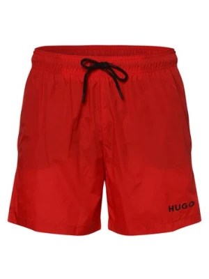HUGO Męskie spodenki kąpielowe Mężczyźni Sztuczne włókno czerwony jednolity,