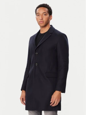HUGO Płaszcz wełniany 50569210 Granatowy Slim Fit