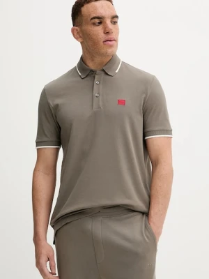 HUGO polo bawełniane kolor szary gładki 50490775