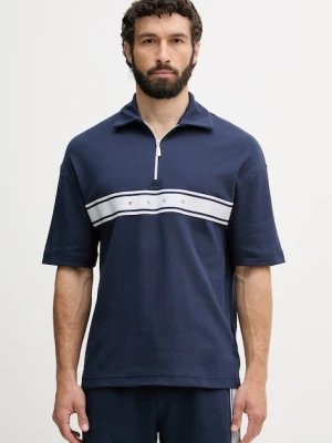 HUGO polo lounge męskie z bawełną NAUTIX ZIP POLO