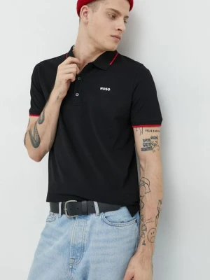 HUGO polo męski kolor czarny gładki 50467344