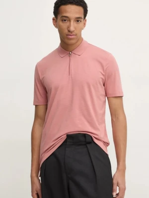 HUGO polo męski kolor różowy gładki