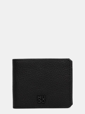 HUGO portfel i etui na karty skórzane GBHM_4cc&Card Stack. męski kolor czarny 50548752