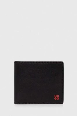 HUGO portfel skórzany męski kolor czarny 50516966