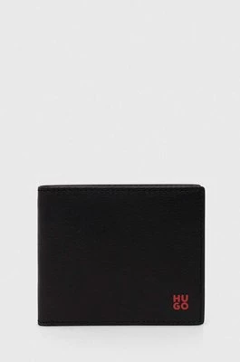 HUGO portfel skórzany męski kolor czarny 50519248