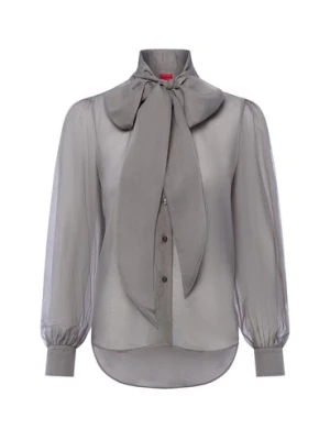 HUGO Rozkloszowana bluzka damska - Elegancka Kobiety szary jednolity,