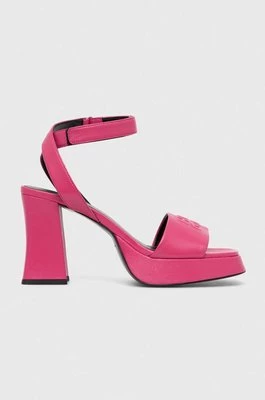 HUGO sandały skórzane Vicky kolor różowy 50513175