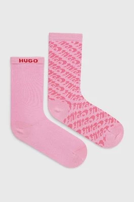 HUGO skarpetki 2-pack damskie kolor różowy 50514773