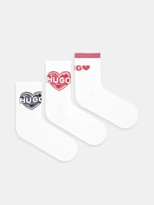 HUGO skarpetki 3-pack damskie kolor biały 50530508