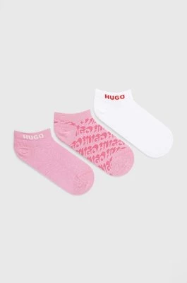 HUGO skarpetki 3-pack damskie kolor różowy 50514769