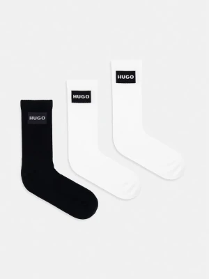 HUGO skarpety męskie z bawełną 3P QS RIB LABEL CC 3-pack czarny