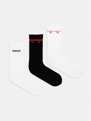 HUGO skarpety męskie z bawełną 3P QS RIB SPACED MD 3-pack biały