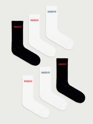 HUGO skarpety męskie z bawełną 6P QS RIB LOGO CC 6-pack biały