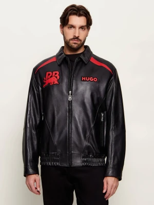 HUGO Skórzana kurtka bomber Lugor | Hugo x Racing Bulls | Relaxed fit