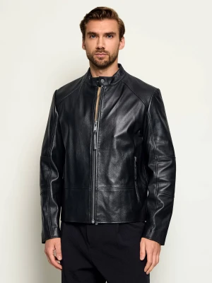 HUGO Skórzana kurtka Likos | Slim Fit czarny