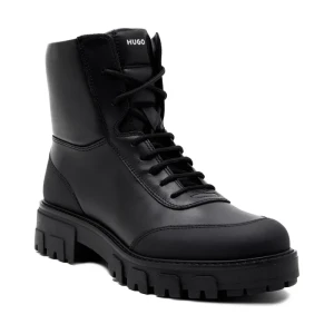 HUGO Skórzane botki Axel LacePaddedB-N