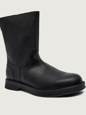 HUGO Skórzane buty wysokie Lenner_boot_grlt czarny