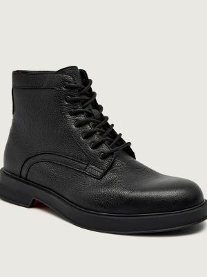 HUGO Skórzane buty wysokie Lenner_halb_grlt czarny