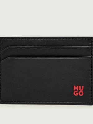 HUGO Skórzane etui na karty Tibby czarny
