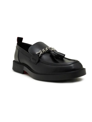 HUGO Skórzane loafersy Iker_mocc_lt czarny