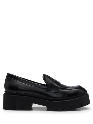 HUGO Skórzane loafersy Kris