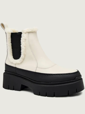 HUGO Skórzane sztyblety Kris_ChBootie_FRLT | shearling