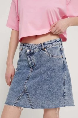 HUGO spódnica jeansowa kolor niebieski mini prosta 50513752