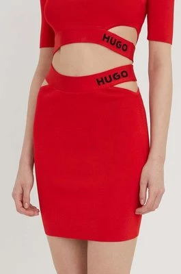 HUGO spódnica kolor czerwony mini ołówkowa 50507906