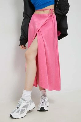 HUGO spódnica kolor różowy midi rozkloszowana