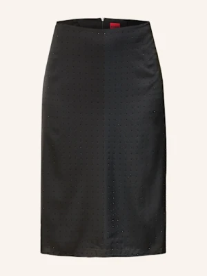 Hugo Spódnica Satynowa Riluni Z Ozdobnymi Kamykami schwarz