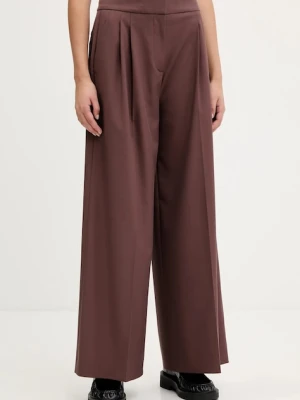 HUGO spodnie damskie kolor brązowy proste high waist 50544107