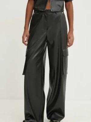 HUGO spodnie damskie kolor czarny fason cargo high waist 50534209