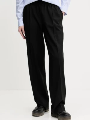 HUGO spodnie damskie kolor czarny szerokie high waist 50545295