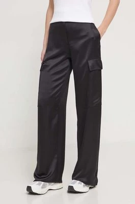 HUGO spodnie damskie kolor czarny szerokie high waist 50511830