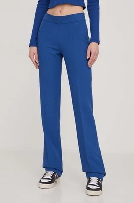 HUGO spodnie damskie kolor niebieski fason cygaretki high waist 50504508