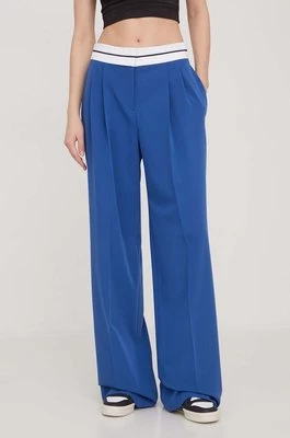 HUGO spodnie damskie kolor niebieski proste high waist 50505370