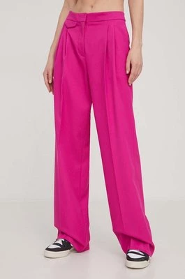 HUGO spodnie damskie kolor różowy szerokie high waist 50511159