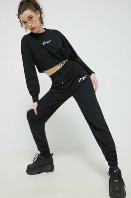 HUGO spodnie dresowe bawełniane kolor czarny z nadrukiem