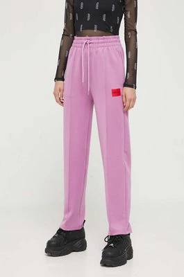 HUGO spodnie dresowe kolor fioletowy z aplikacją
