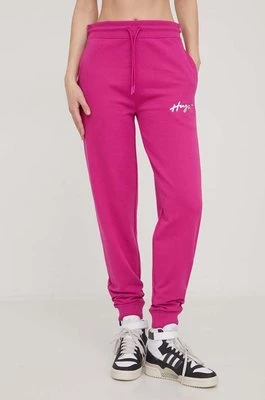 HUGO spodnie dresowe kolor różowy gładkie 50509171CHEAPER