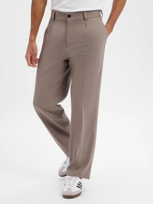 HUGO Spodnie - klapki Mężczyźni brązowy|szary jednolity,