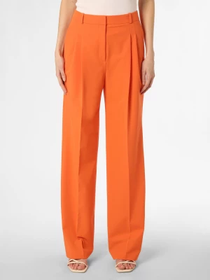 HUGO Spodnie Kobiety Sztuczne włókno pomarańczowy jednolity,